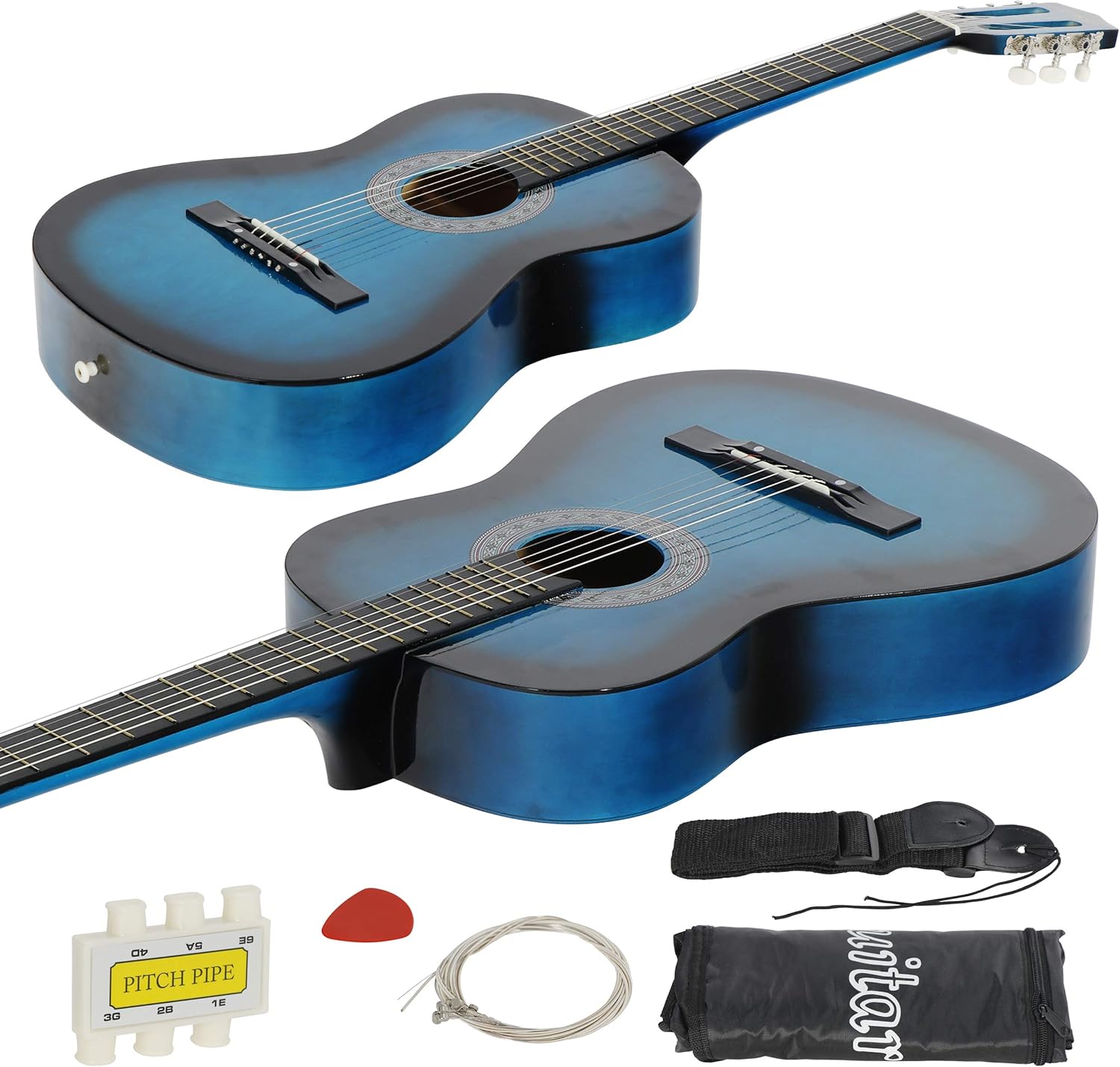 38 inch Acoustic Guitar Full Size Beginners Package Kit for Right-handed Starters Kids Music Lovers w/Case, Strap, Pitch Pipe and Pick