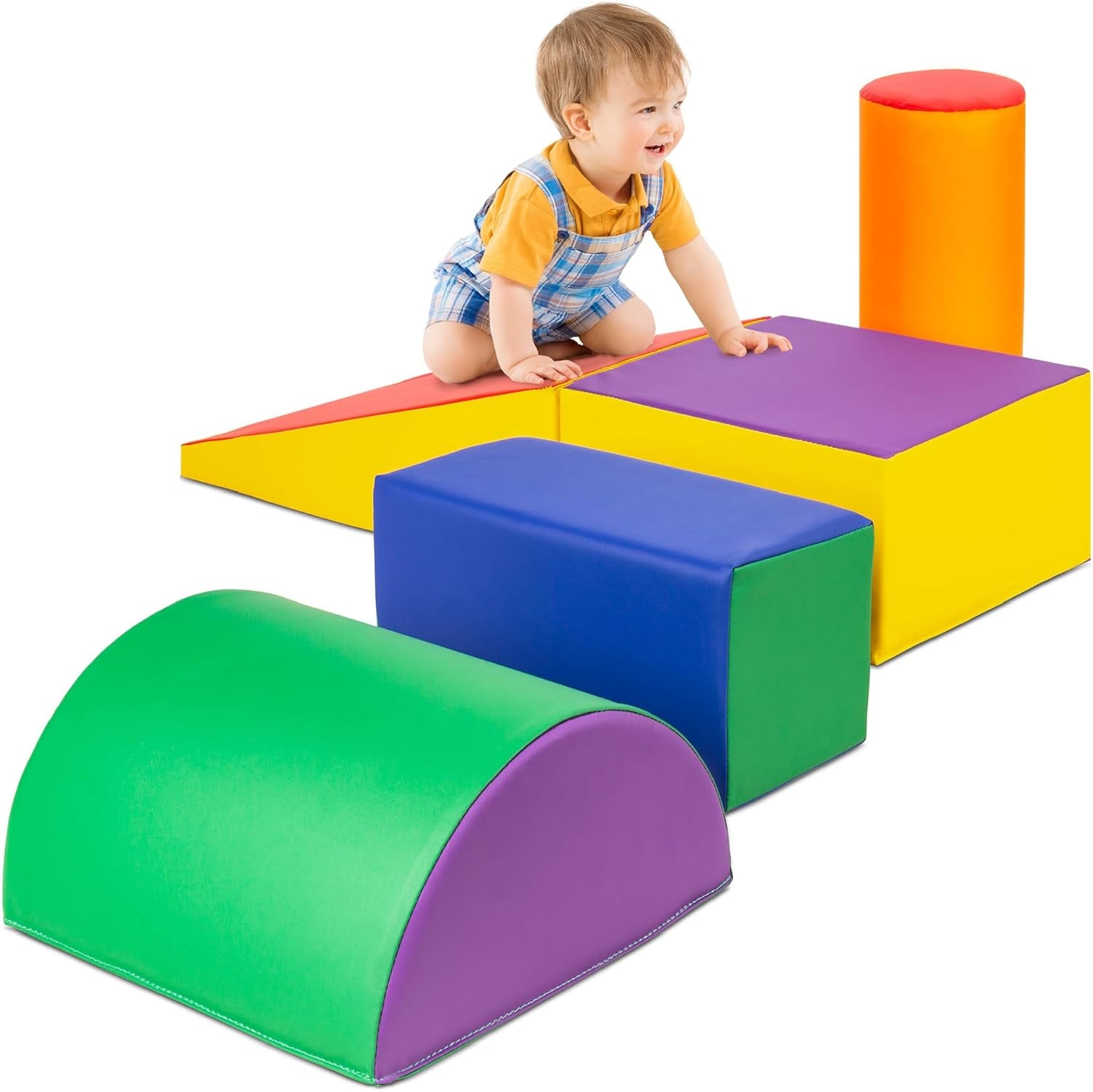 5-Piece Soft Foam Climbing and Crawling Play Structure for Child Development and Motor Skills Enhancement