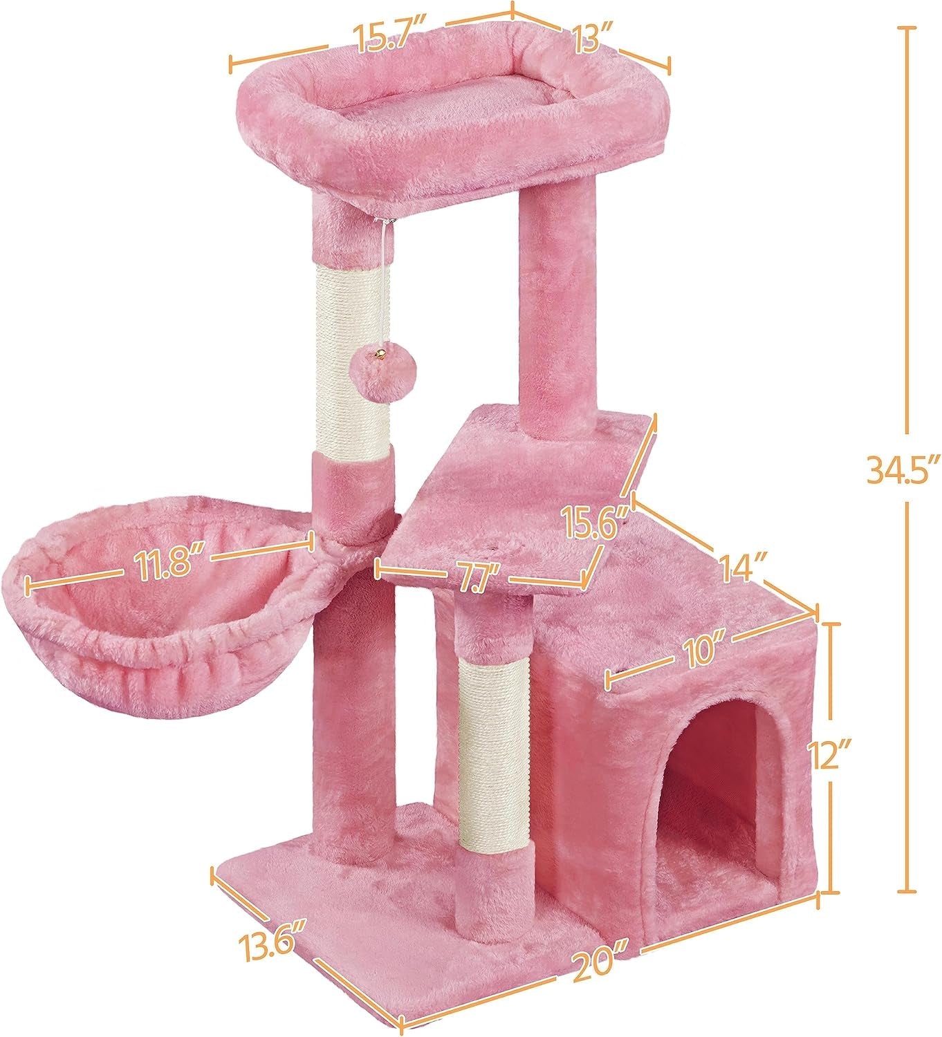 Cat Tree, Cute Cat Tower for Indoor Cats, Multi-Level Cat Furniture Activity Center W/Sisal-Covered Post for Small Cat Kittens