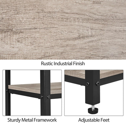 30 in Tall End Table, 3-Tier Telephone Table with Strong Wooden Shelves, Small Side Table with Metal Frame for Living Room Office, Small Places, Gray