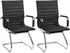 Faux Leather Office Reception Chair without Wheels Mid Back Ergonomic Guest Chairs for Conference Reception Room Waiting Room, Set of 2 Black