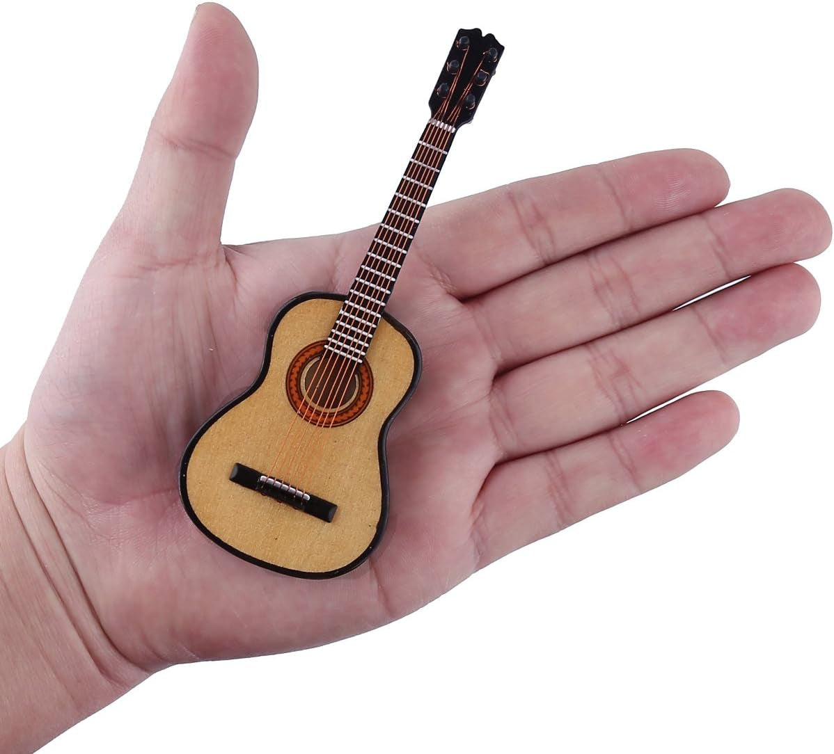 Wooden Miniature Guitar with Stand and Case Mini Musical Instrument Replica Collectible Dollhouse Accessories Model Home Decoration Ornament (5.12&quot;X1.85&quot;X0.67&quot;)