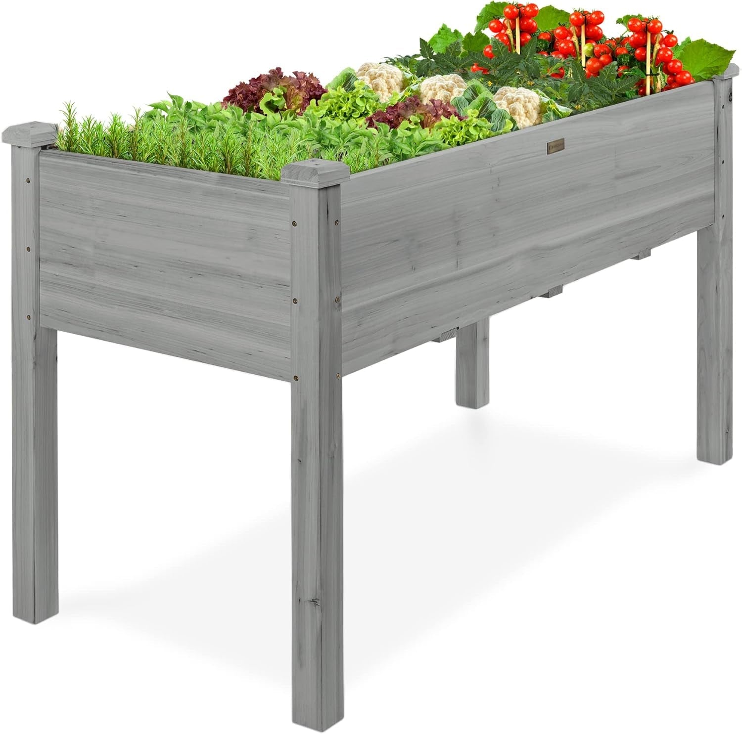 48X24X30In Raised Garden Bed, Elevated Wood Planter Box Stand for Backyard, Patio, Balcony W/Bed Liner, 200Lb Capacity - Natural