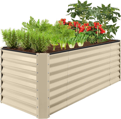 8X4X2Ft Outdoor Metal Raised Garden Bed, Deep Root Planter Box for Vegetables, Flowers, Herbs, and Succulents W/ 478 Gallon Capacity - Gray