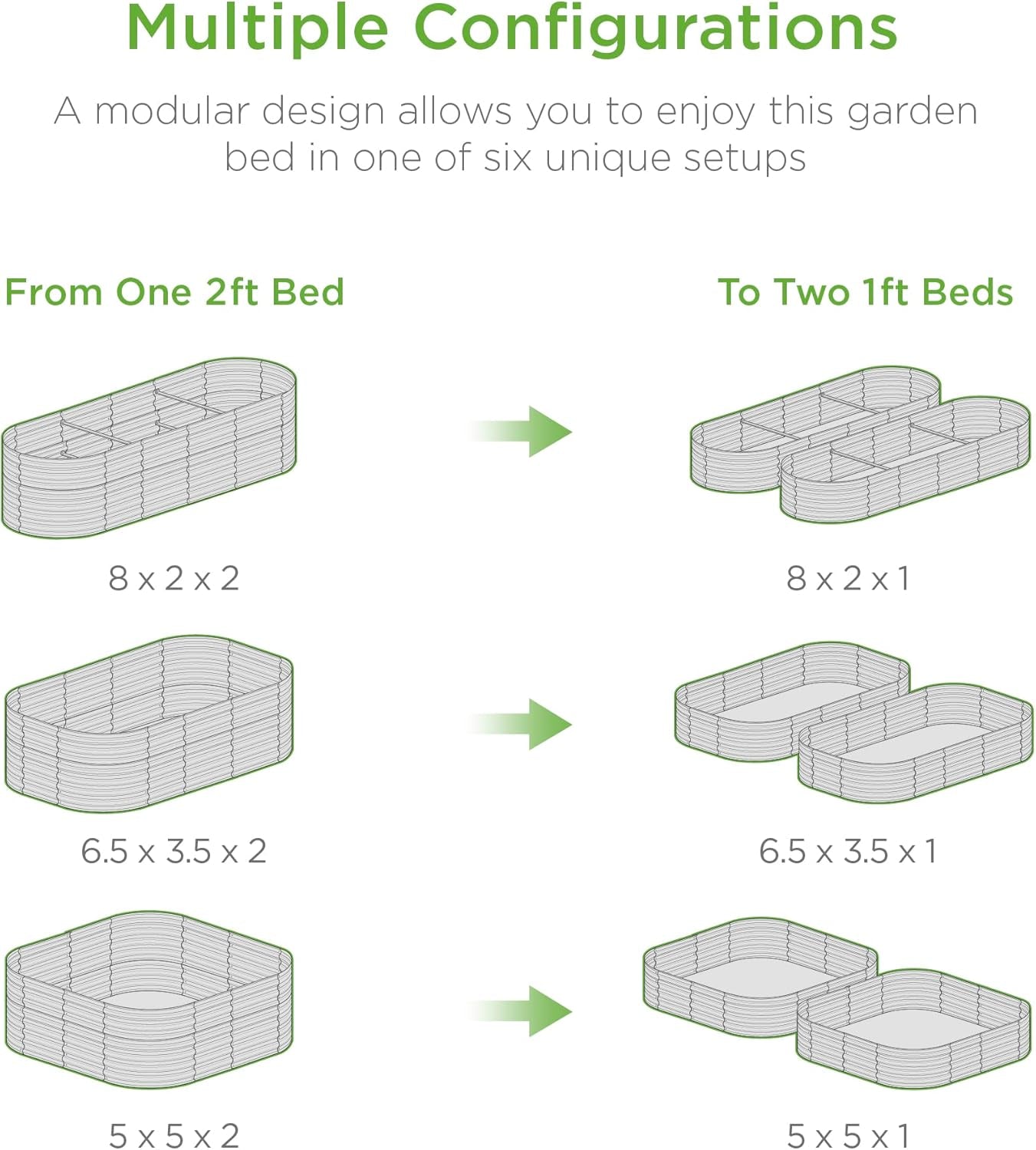 8X2X2Ft Metal Raised Garden Bed, Oval Outdoor Deep Root Planter Box for Vegetables, Herbs W/ 4 Support Bars, 215 Gal Capacity - Charcoal