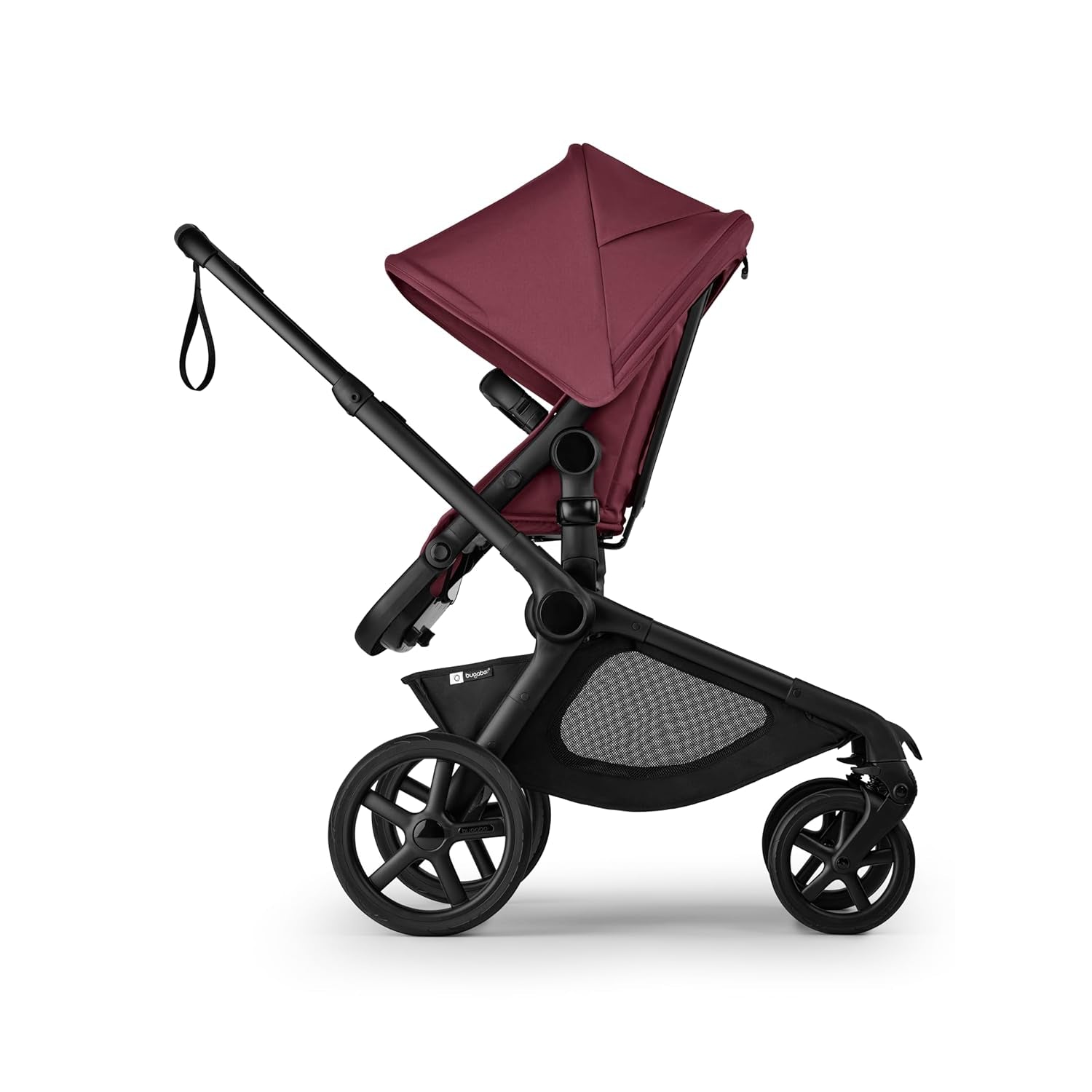 Kangaroo All-Terrain Single-To-Double Tandem Stroller for Infant and Toddler, for up to Three Kids, XL Wheels, One-Hand Operation, Large Bassinet, XL Underseat Storage (Dark Cherry)