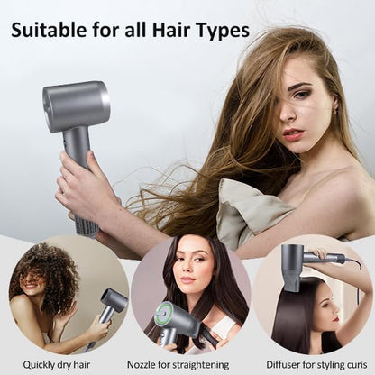 Hair Dryer,110000 RPM Professional High-Speed Blow Dryer 200 Million Millions Negative Ionic Care Hair Dryer for Fast Drying 4 Temps/2 Speeds Lightweight Hairdryer for Home Travel Women Man(Silver)