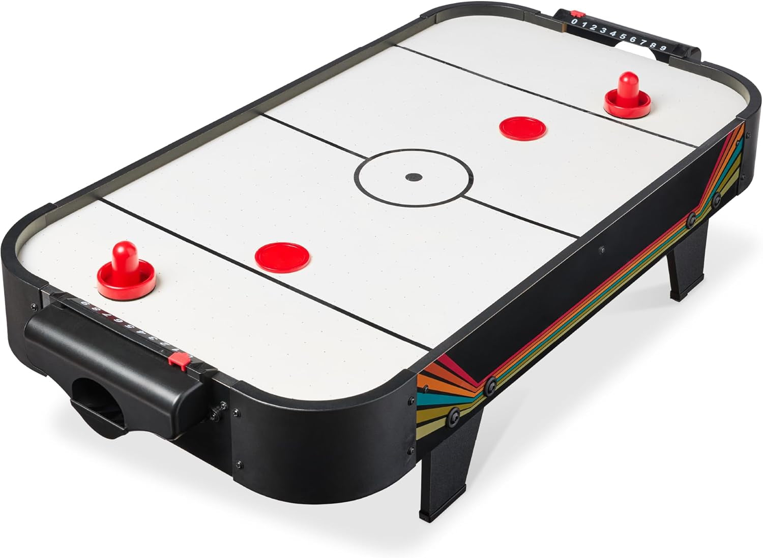 40In Portable Tabletop Air Hockey Arcade Table for Game Room W/ 100V Motor, Electric Fan, 2 Strikers, 2 Pucks