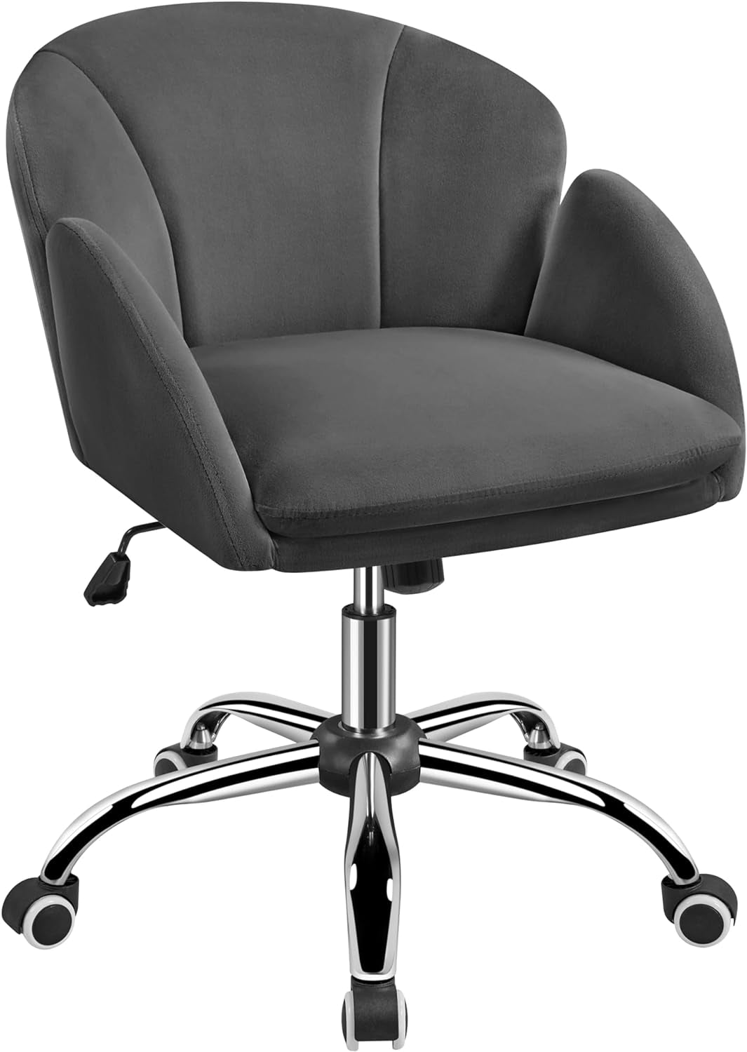 White Desk Chair Petal Cute Office Chair Faux Leather Swivel Desk Chair Vanity Chair with Back Modern Computer Rolling Chair for Bedroom