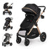 6-In-1 Convertible Baby Stroller with Bassinet Mode - Toddler Stroller W/Footmuff, Rain Cover, Cup Holder & Large Storage, Newborn Stroller W/All-Scene Large Wheels, Reversible Seat(Black)