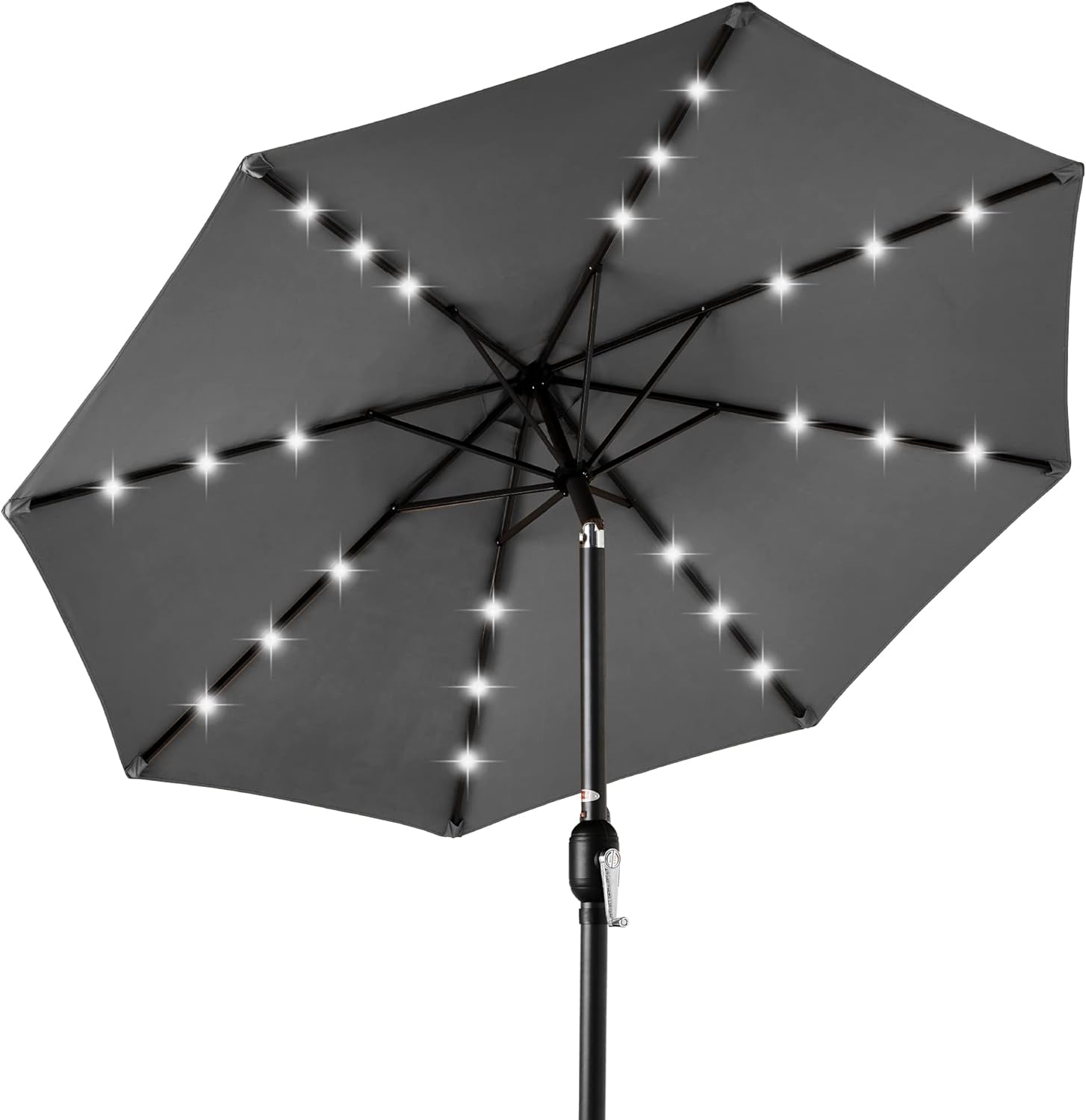 10Ft Solar Polyester LED Lighted Patio Umbrella W/Tilt Adjustment and Uv-Resistant Fabric - Tan