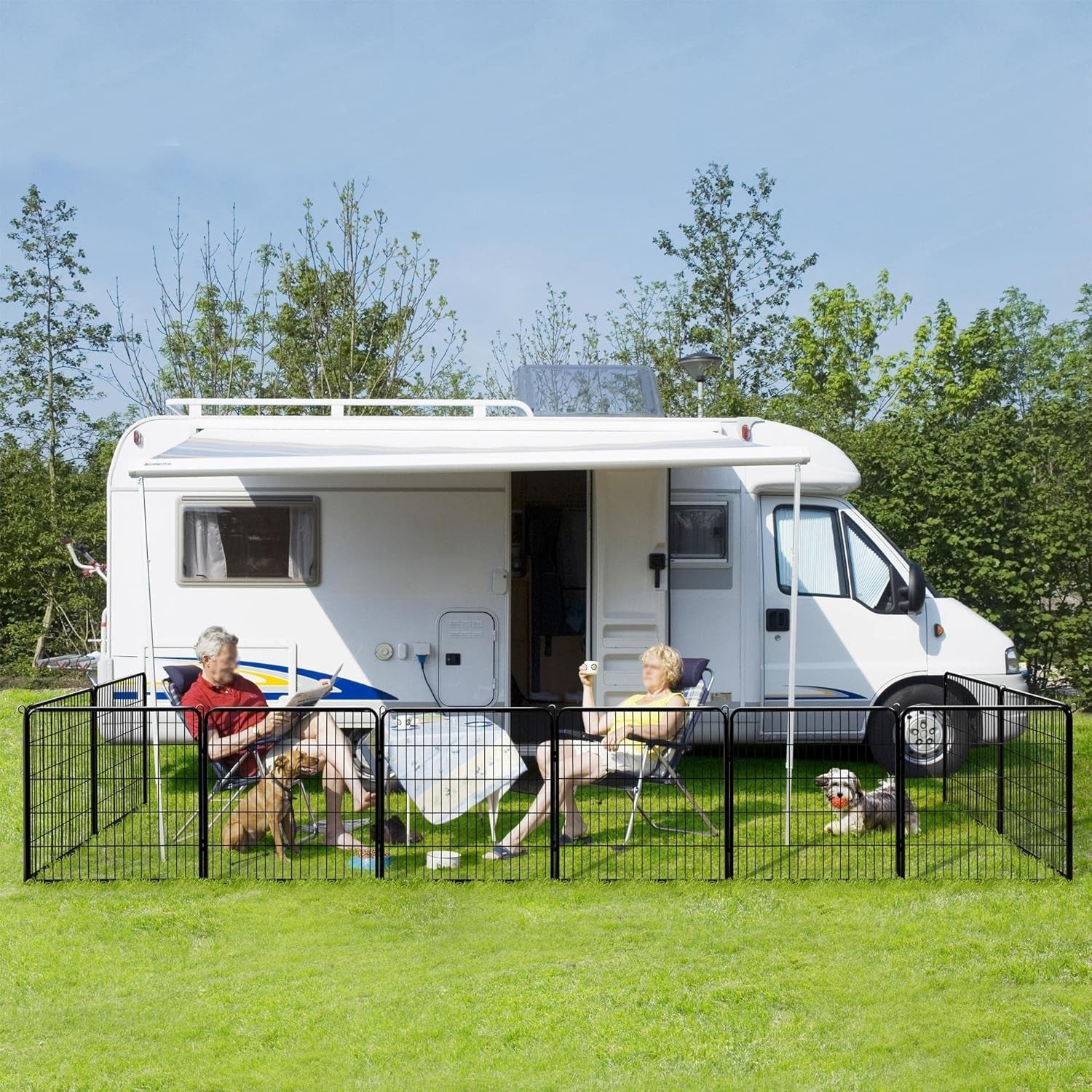 Dog Playpen Outdoor, 2 Panel Dog Fence 32&quot; Indoor Pet Pen for Medium/Small Dogs Heavy Duty Pet Exercise Pen for Puppy/Rabbit/Small Animals Portable Playpen for RV Camping Garden Yard