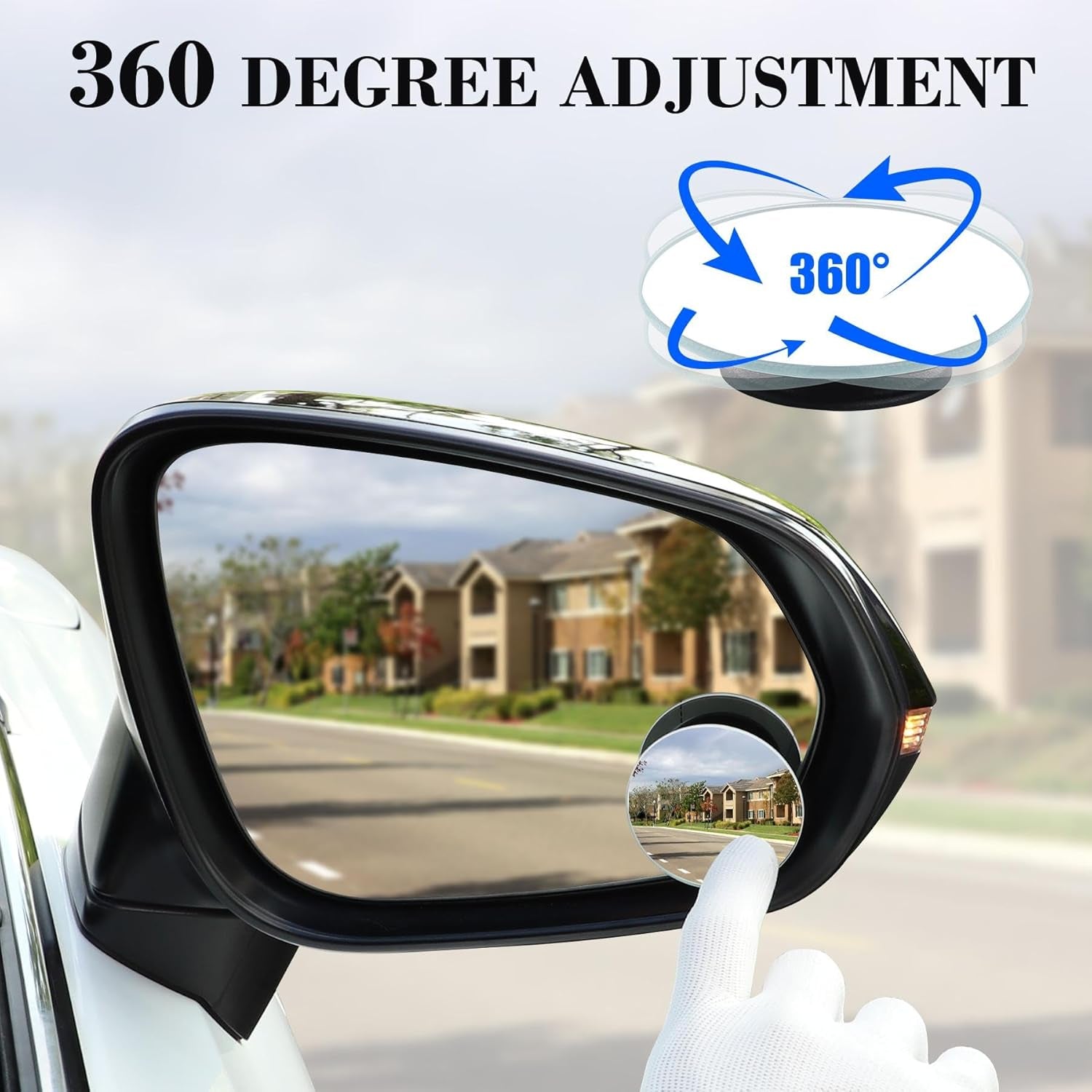 Blind Spot Mirror, 2&quot; round HD Glass Frameless Convex Rear View Mirrors Exterior Accessories with Wide Angle Adjustable Stick for Car SUV and Trucks, Pack of 2