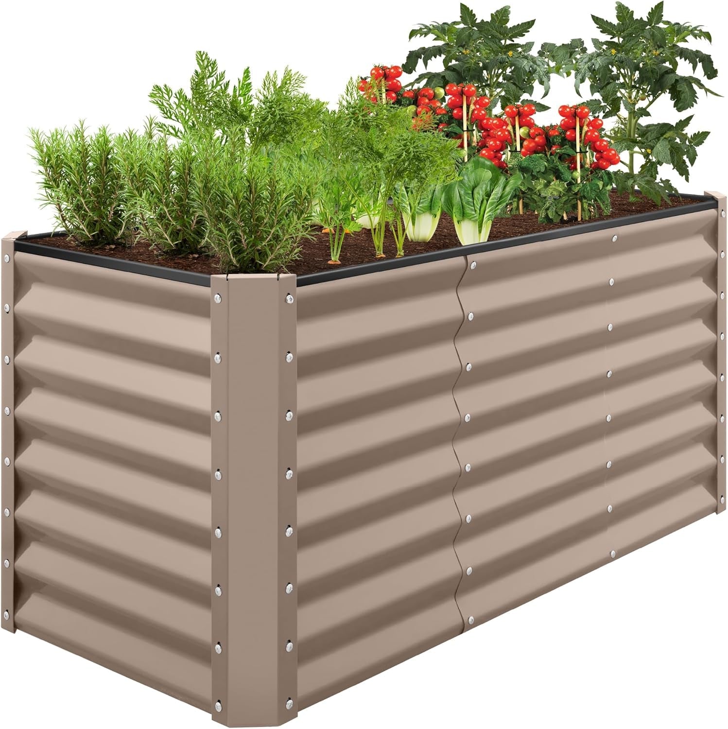 8X4X2Ft Outdoor Metal Raised Garden Bed, Deep Root Planter Box for Vegetables, Flowers, Herbs, and Succulents W/ 478 Gallon Capacity - Gray