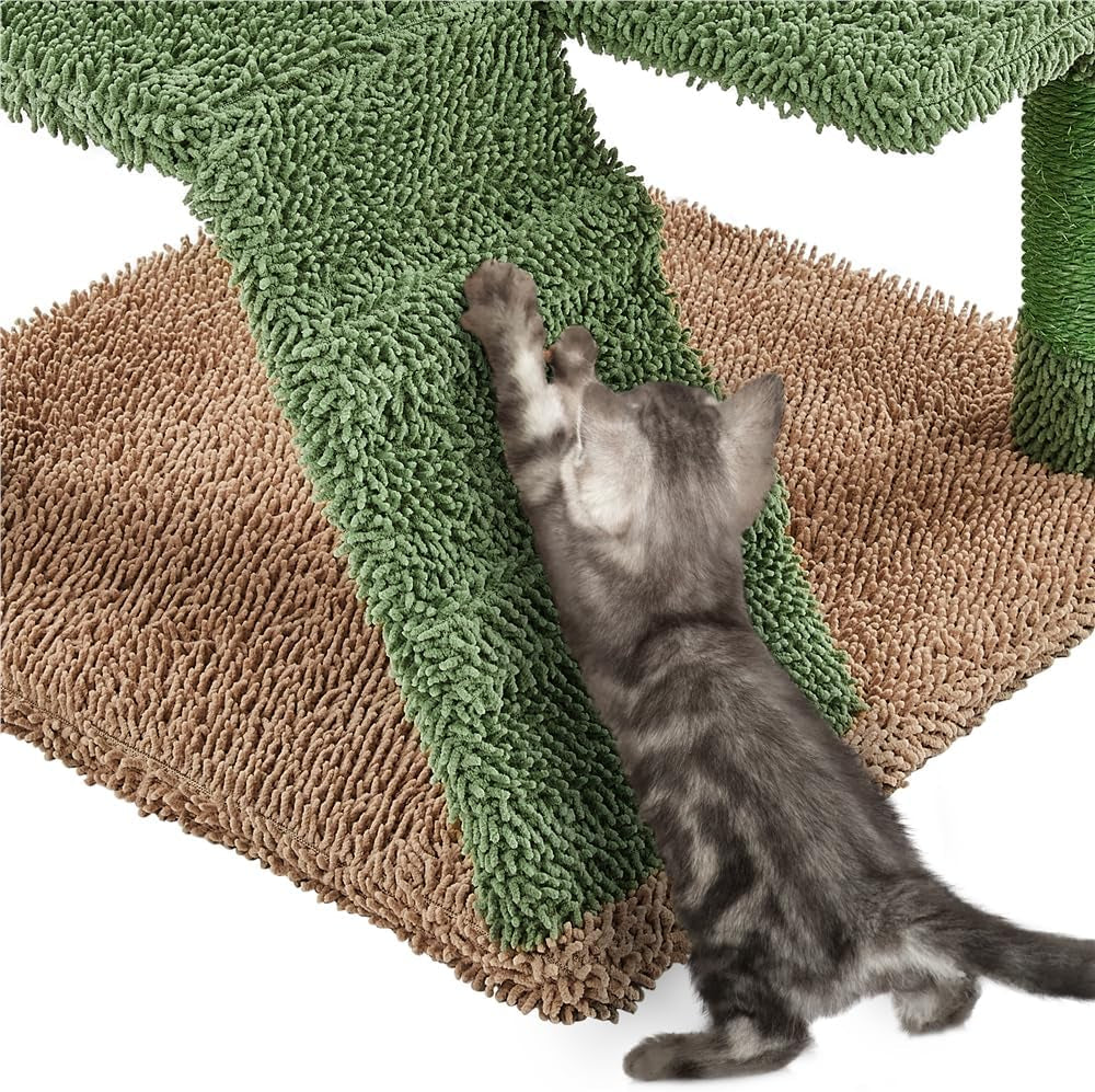 Cactus Cat Tree, 54.5In Cat Tower for Indoor Cats, Multi-Level Cat Condo with Scratching Posts, Ramp, Perch, Platform &amp; Hanging Ball, Cat Furniture Activity Center for Kitten House Play