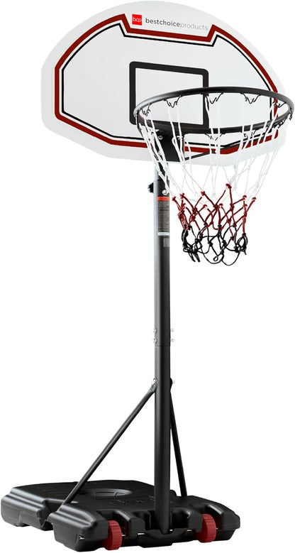 Kids Height-Adjustable Basketball Hoop, Portable Backboard Set W/ 2 Wheels, Fillable Base, 70.5In to 82.3In Tall