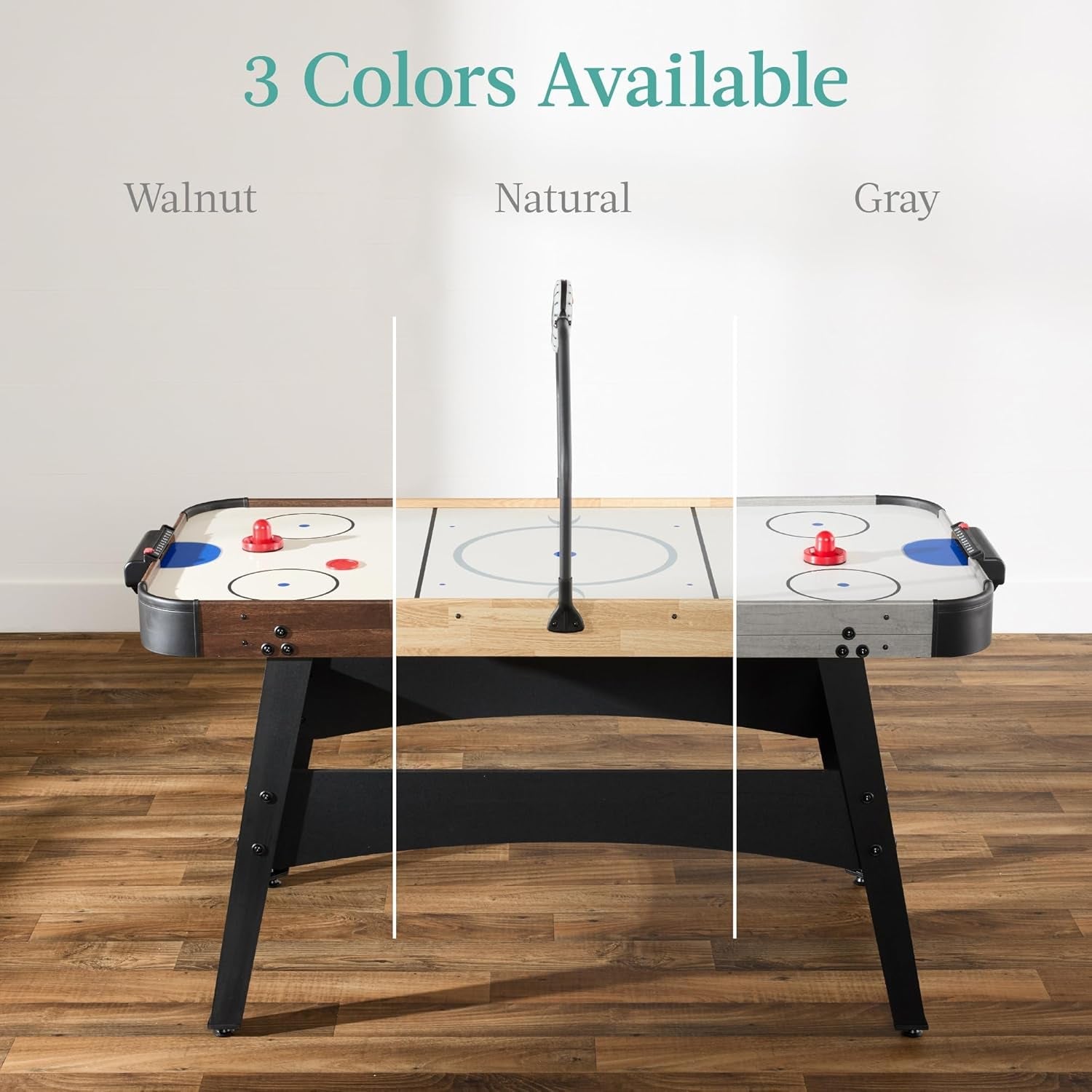 LED 54 Inch Air Hockey Game Table W/Light-Up Scoreboard, Powerful Motor, AC Outlet. Includes 2 Pucks, 2 Pushers