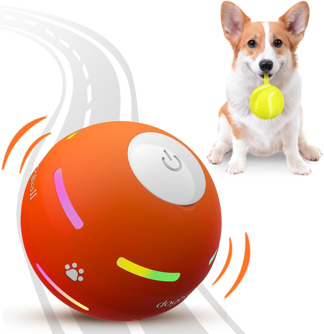 Interactive Dog Toys Dog Ball,[2025 Newly Upgraded] Durable Motion Activated Automatic Rolling Ball Toys For/Small/Medium/Large Dogs,Usb Rechargeable (Orange)