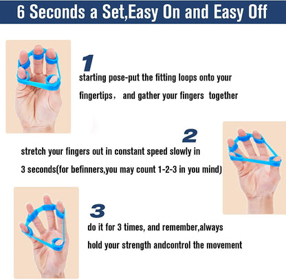 Hand Grip Strengthener, Finger Exerciser, Grip Strength Trainer (6 Pcs),New Material,Forearm Grip Workout, Finger Stretcher, Relieve Wrist Pain, Carpal Tunnel, Trigger Finger, Mallet Finger and More.