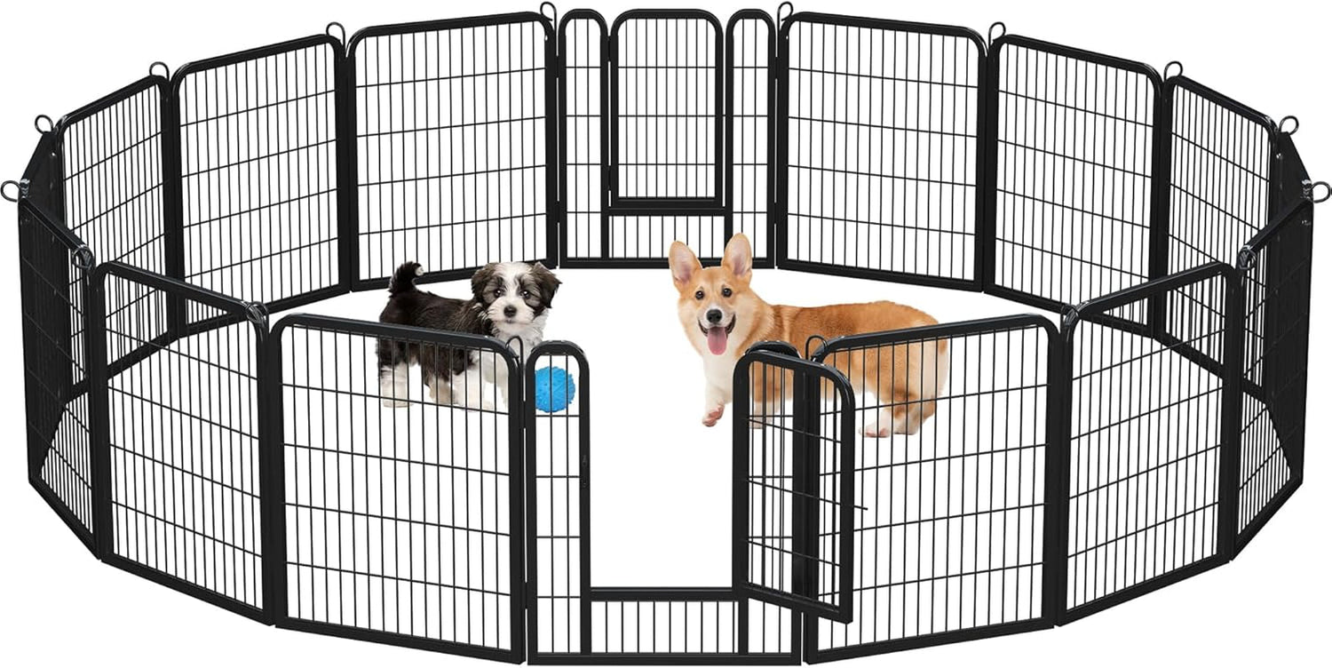 Dog Playpen Outdoor 24 Inch 6 Panels Indoor Dog Fence Metal Dog Pen Heavy Duty Pet Exercise Pen for Rv/Camping/Garden