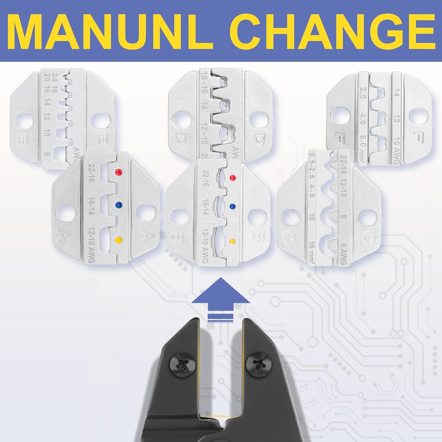 Crimping Tool Set - 6PCS Crimping Die for Heat Shrink,Insulated Nylon,Non-Insulated,Ferrule Wire End,Open Barrel Terminals,Solar Connectors - with Wire Stripper Tool and Screwdriver