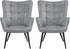 Faux Leather Chair Upholstered Living Room Chairs Accent Armchair with Tapered Legs Tufted Sofa Chairs for Home Office/Dining Room/Bedroom Grey, Set of 2