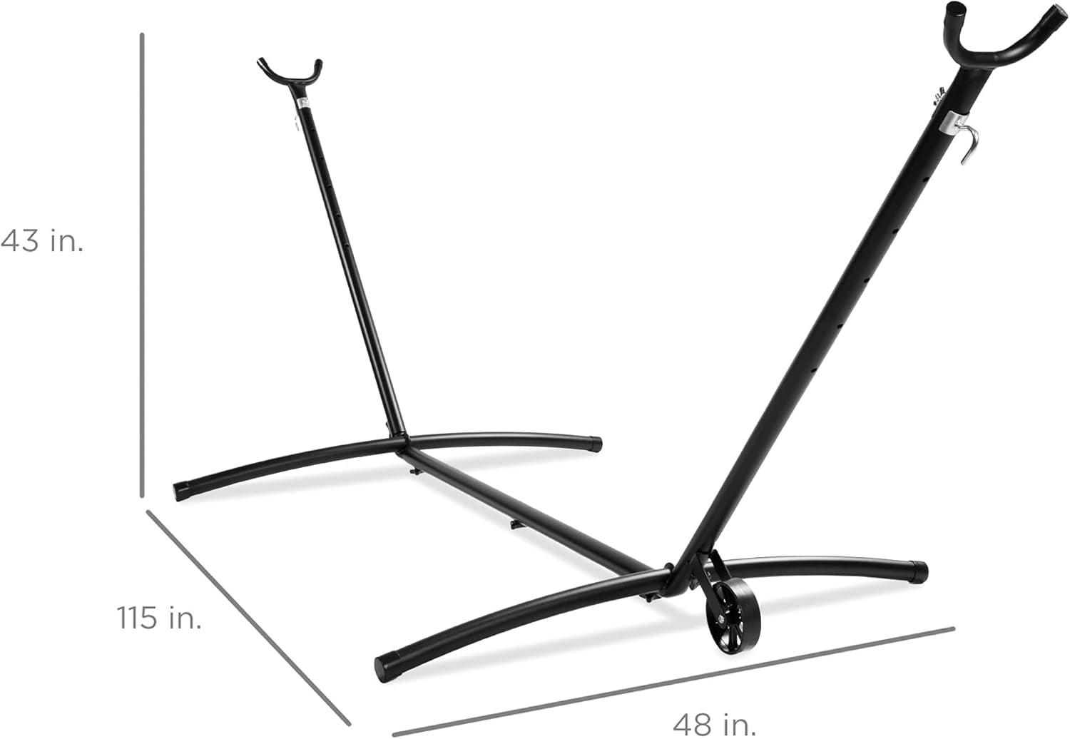 Portable Heavy-Duty 9Ft Steel Hammock Stand W/Built-In Wheel, Carrying Case, Weather-Resistant Finish, 450Lb Capacity