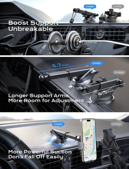 Wireless Car Charger, 15W Fast Charging Auto Clamping Car Charger Phone Mount Phone Holder Fit for Iphone 16 15 14 13 12 Pro Max 11 XR XS, Samsung Galaxy S24 Ultra S23 S22 S21, S20, S10+, Black