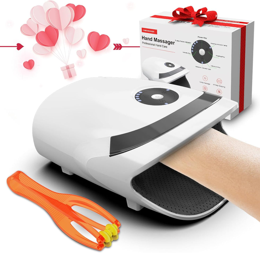 Valentines Day Gifts for Her Him - Hand Massager with Compression &amp; Heating,Birthday Gifts for Women Men Mom Dad,Gifts for Women Men Mom Dad Her Him Boyfrend Girlfriend(White)