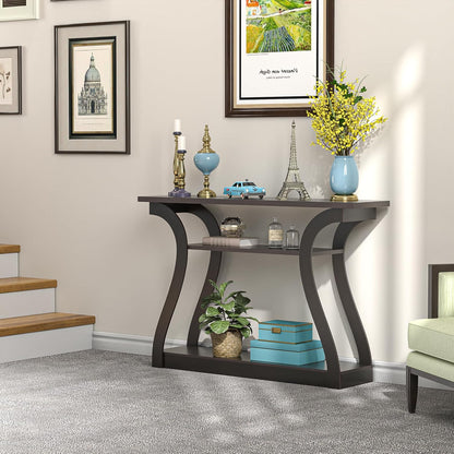 Narrow Console Table with 3-Tier Storage Shelves for Entryway, Living Room, or Hallway