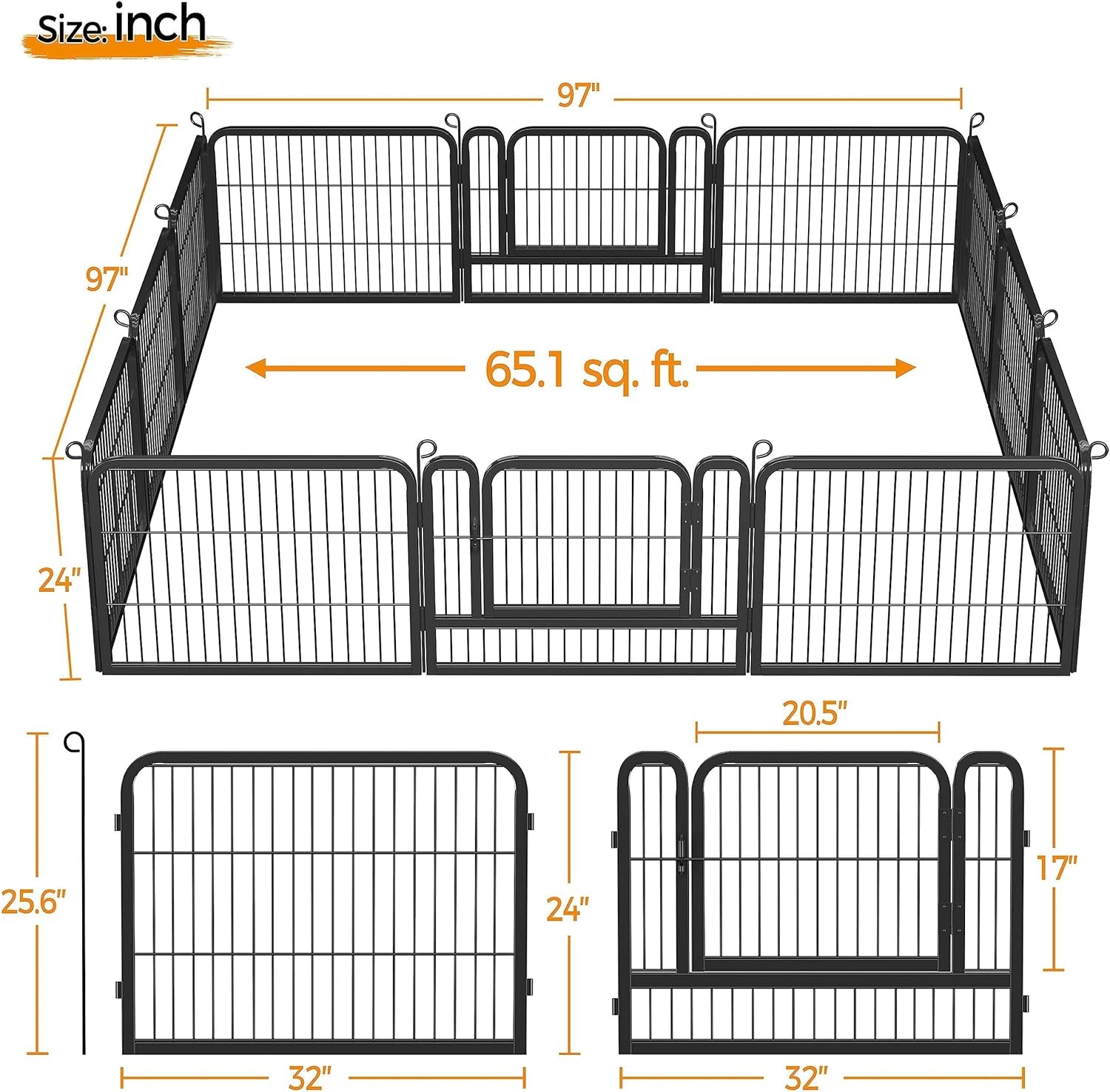 Dog Playpen Indoor, Extra Wide Outdoor Dog Fence Foldable Pet Puppy Exercise Pen for Yard/Garden/Rv Camping, 12 Panels 24 Inch Height X 32 Inch Width