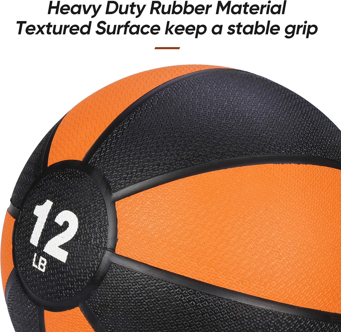 Heavy Duty Weighted Exercise Ball with Textured Grip Fitness Core Strength Training Rubber Ball