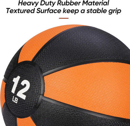 Heavy Duty Weighted Exercise Ball with Textured Grip Fitness Core Strength Training Rubber Ball