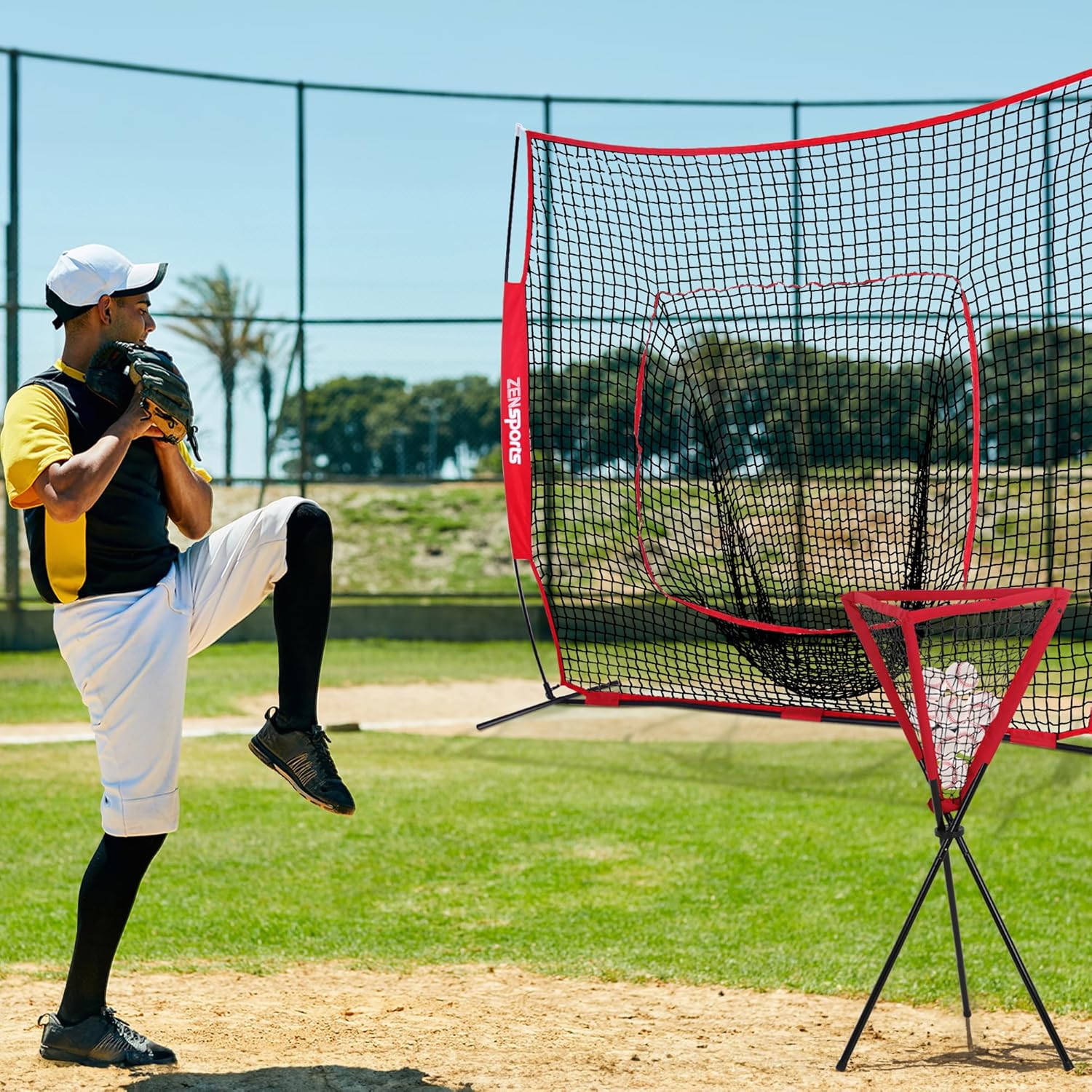 Baseball Softball Ball Caddy Stand for Batting Pitching Practice Training Baseball Holders w/Carry Bag