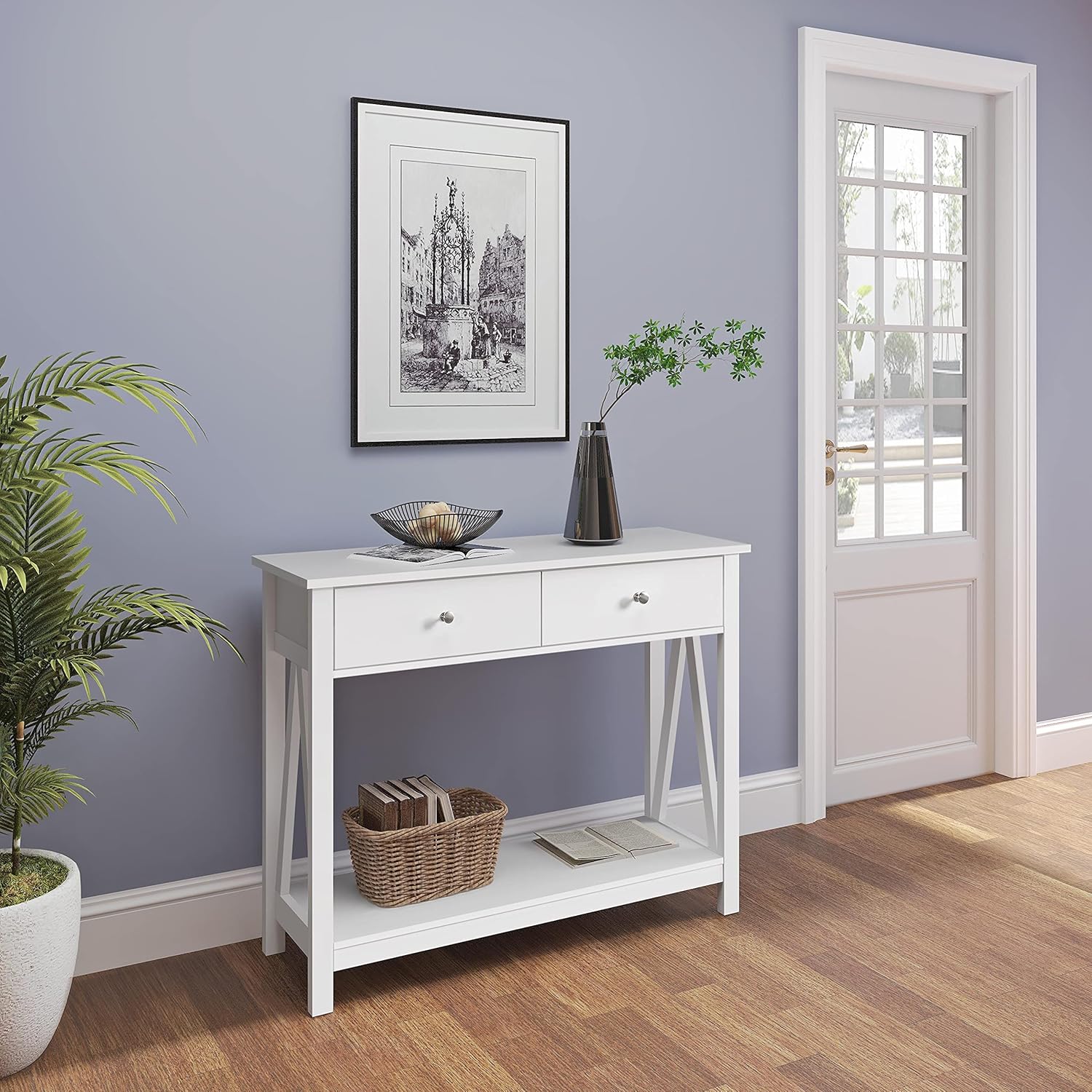 Console Table with Drawer &amp; Storage Shelves