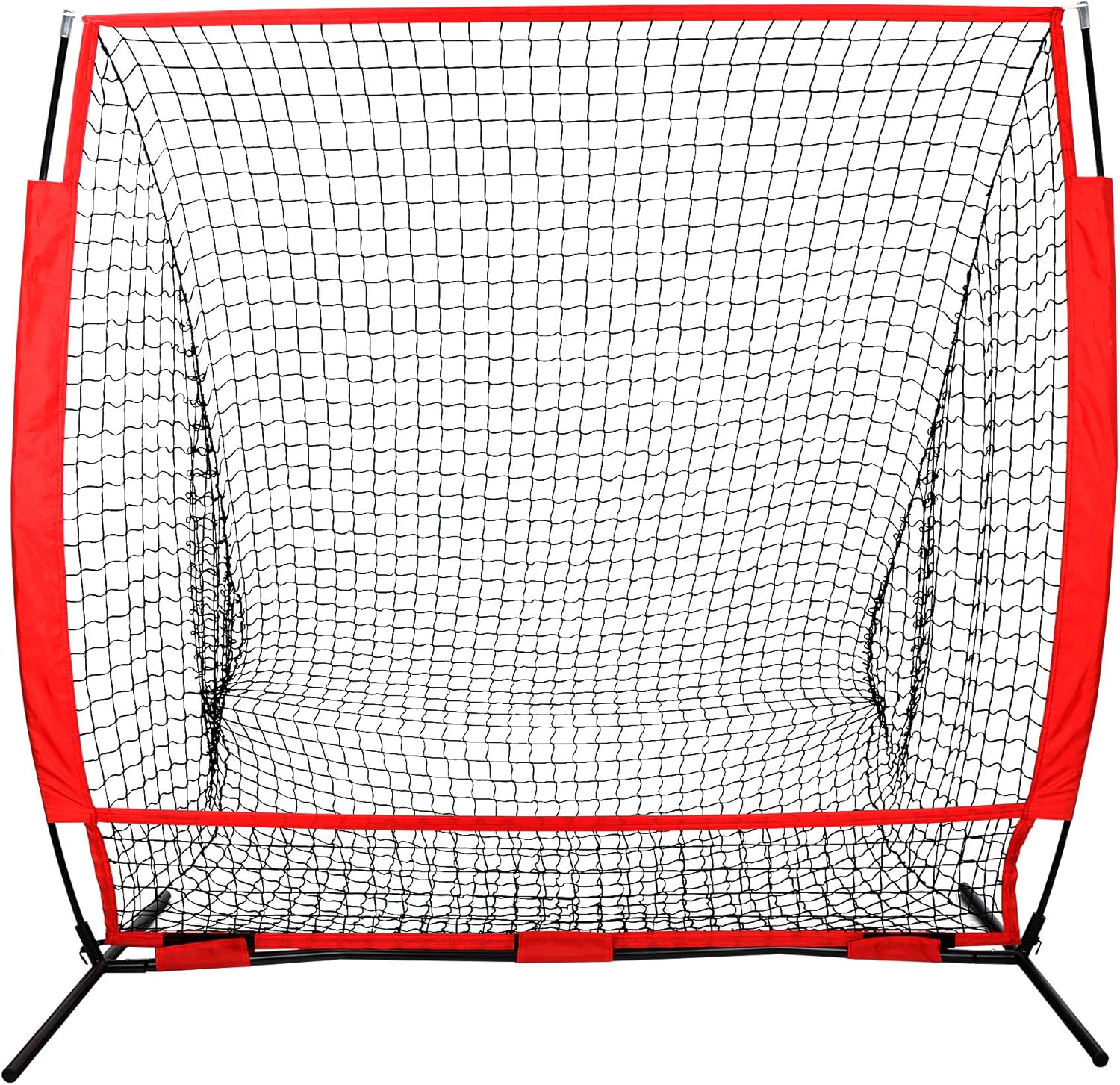 5x5ft Portable Baseball &amp; Softball Net, Practice Hitting and Pitching Net with Bow Frame, Carry Bag, Baseball Backstop Screen Equipment