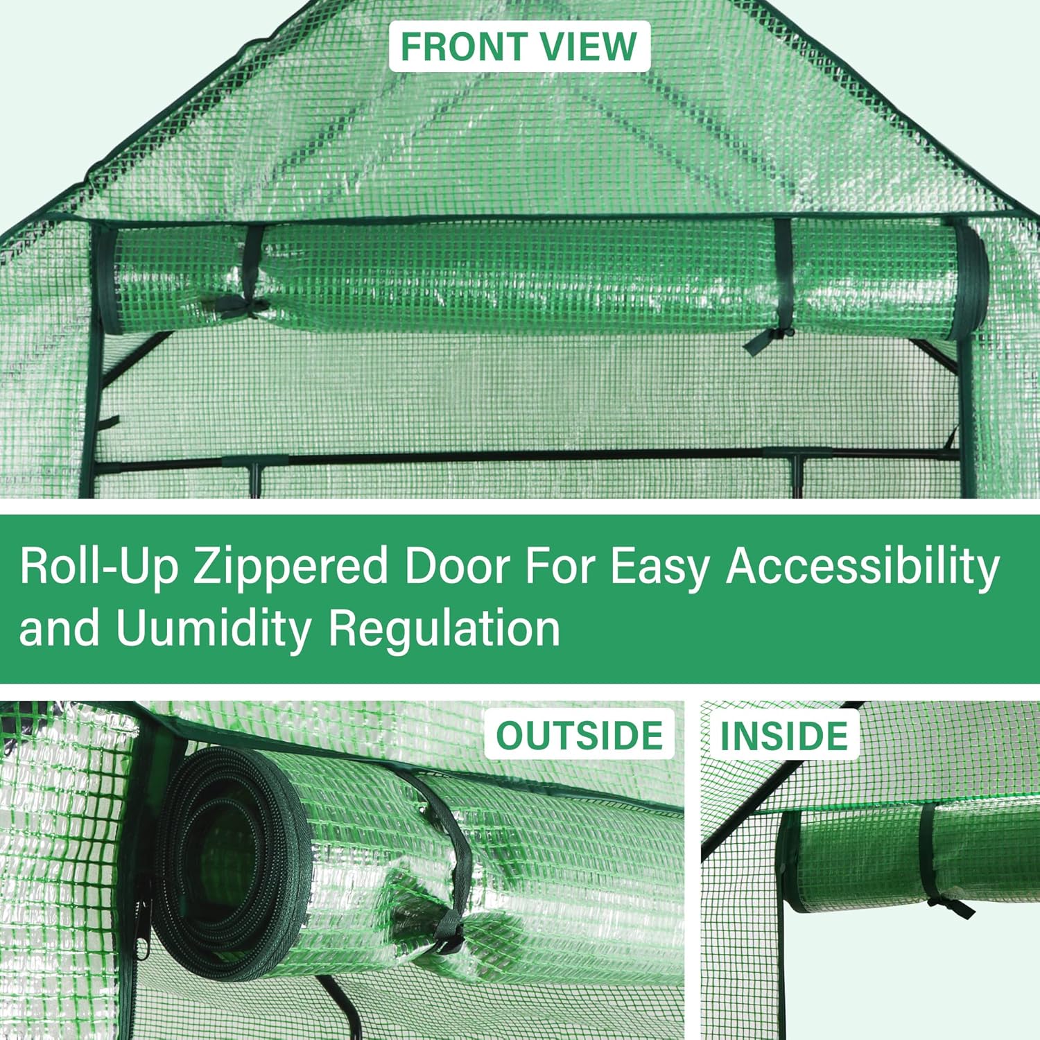 Portable Mini Walk-in Greenhouse with PE Cover and Roll-up Door