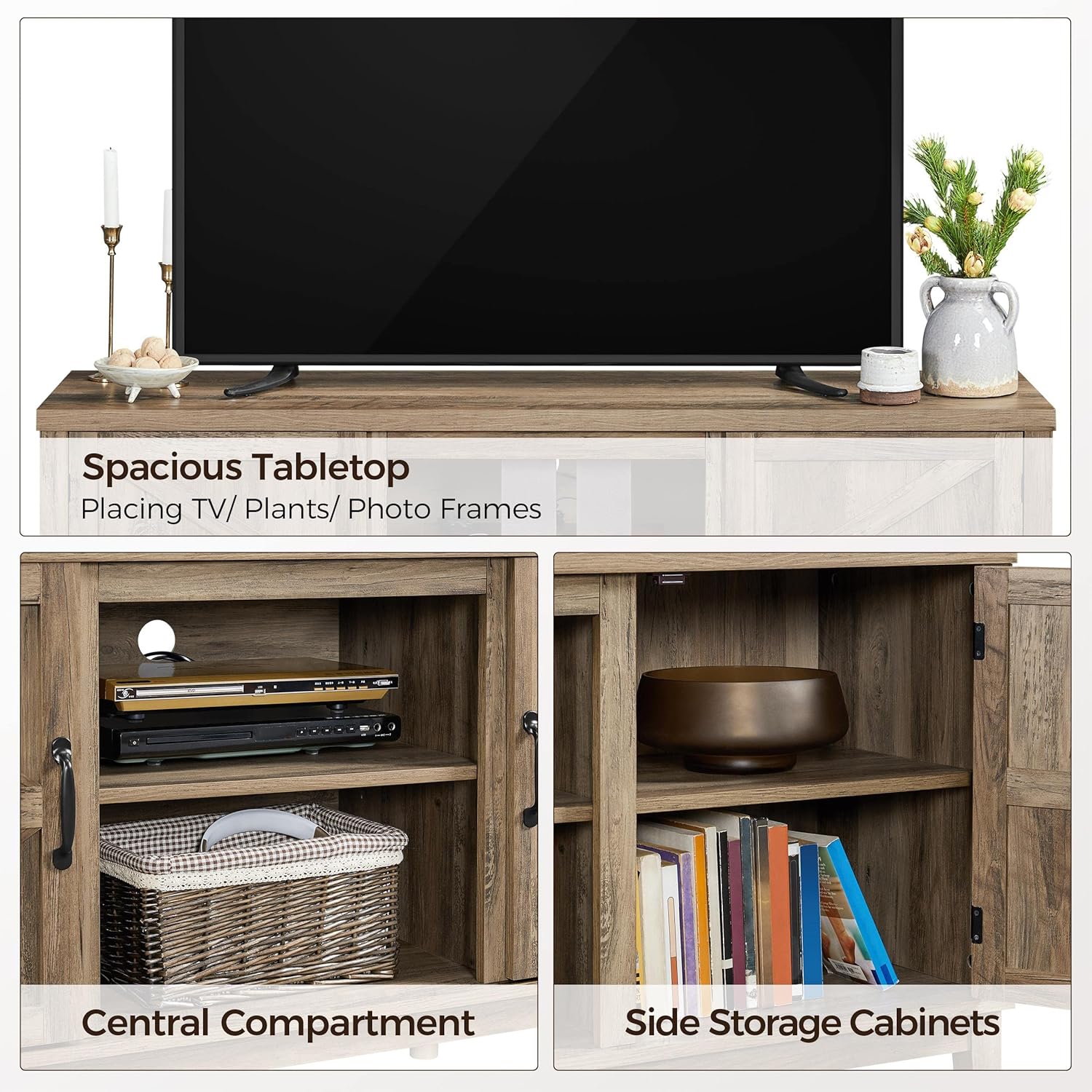 TV Stand Entertainment Center for 55 65 Inch TV with Barn Doors