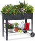 Raised Planter Box with Legs Outdoor Elevated Garden Bed on Wheels for Vegetables Flower Herb Patio