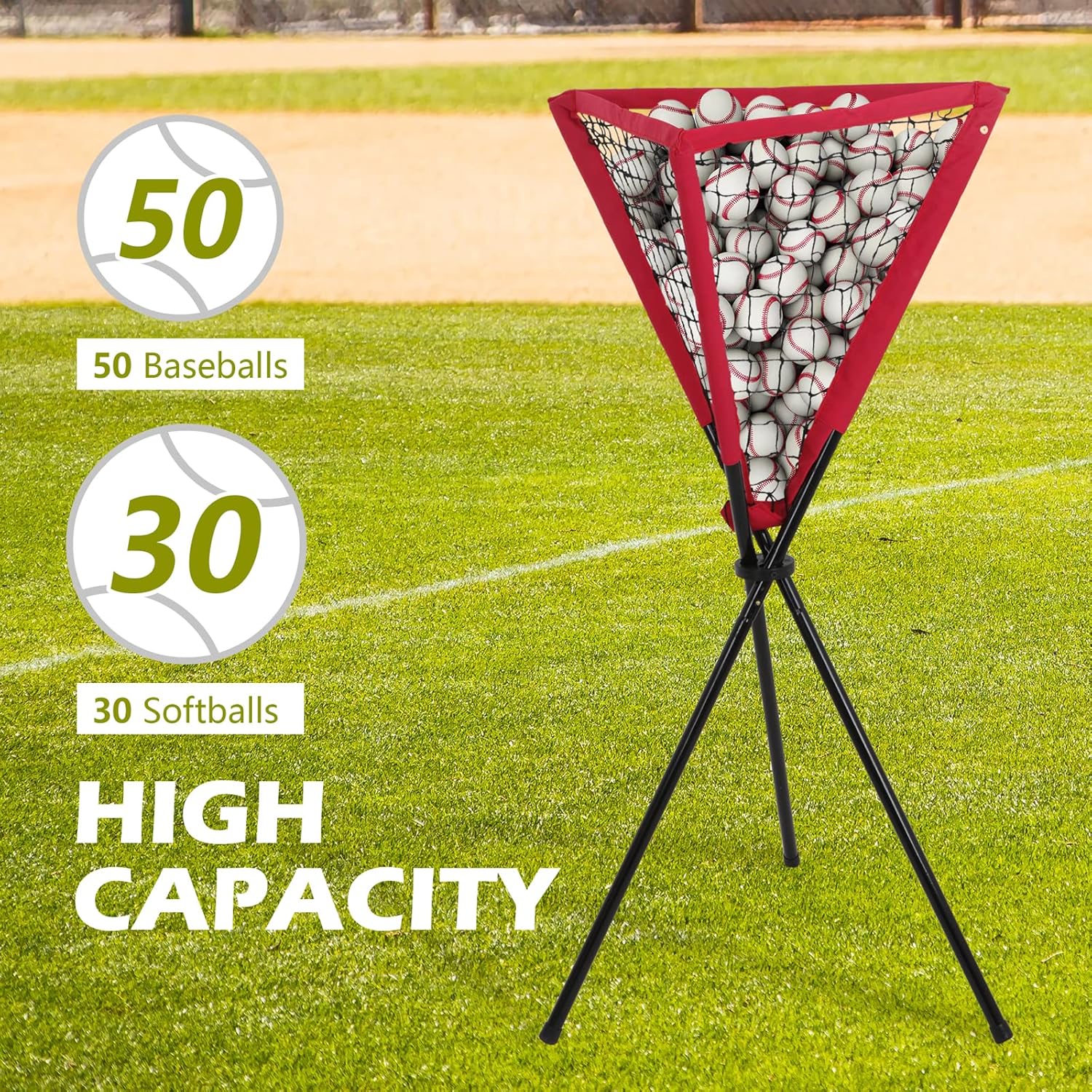 Baseball Softball Ball Caddy Stand for Batting Pitching Practice Training Baseball Holders w/Carry Bag