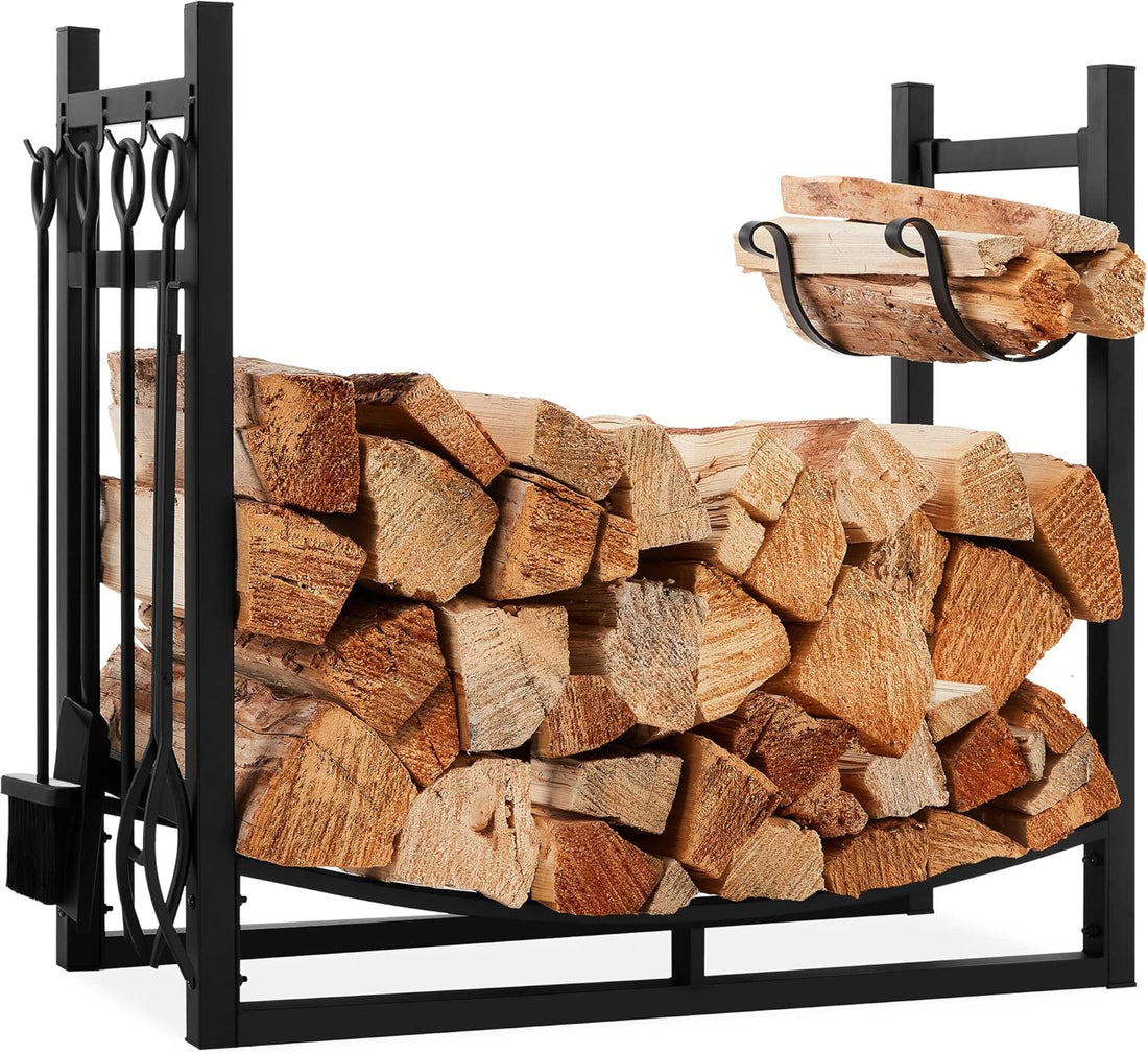 34.25in Firewood Log Rack &amp; Tool Storage Set