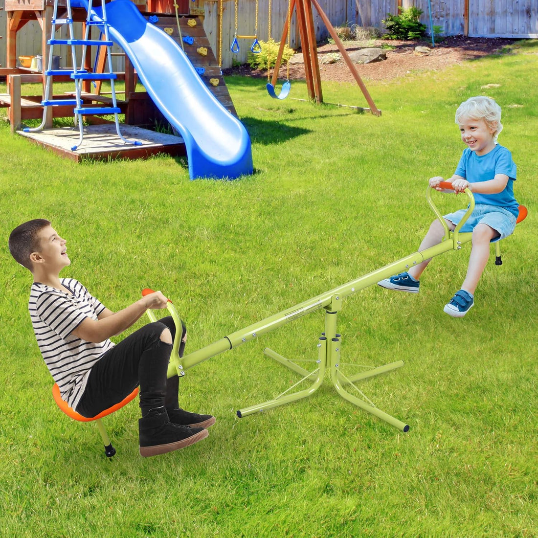 360° Rotation &amp; Adjustable Kids Swivel Teeter Totter