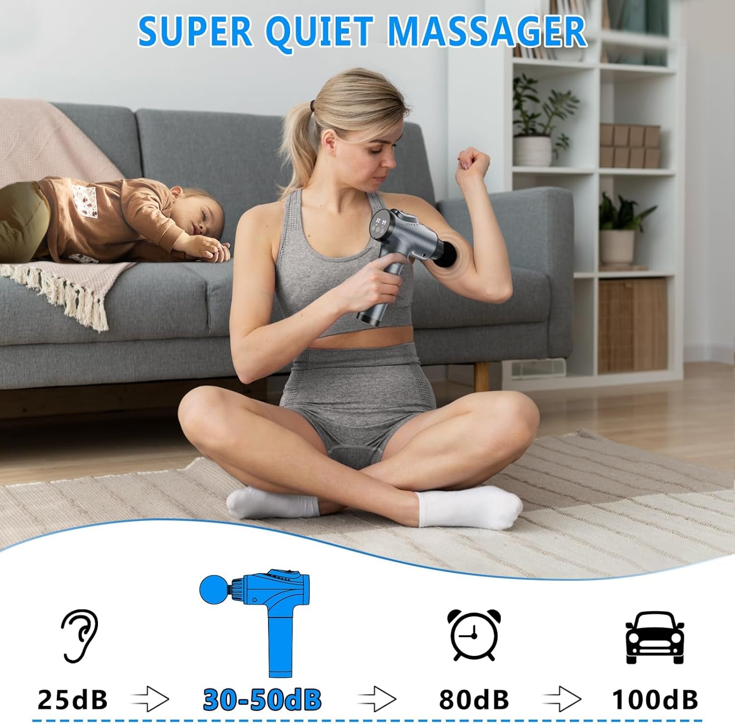 Massage Gun, Muscle Massage Gun for Athletes Handheld Electric Deep Tissue Back Massager, Percussion Massage Device for Pain Relief with 30 Speed Levels 9 Heads,Father&