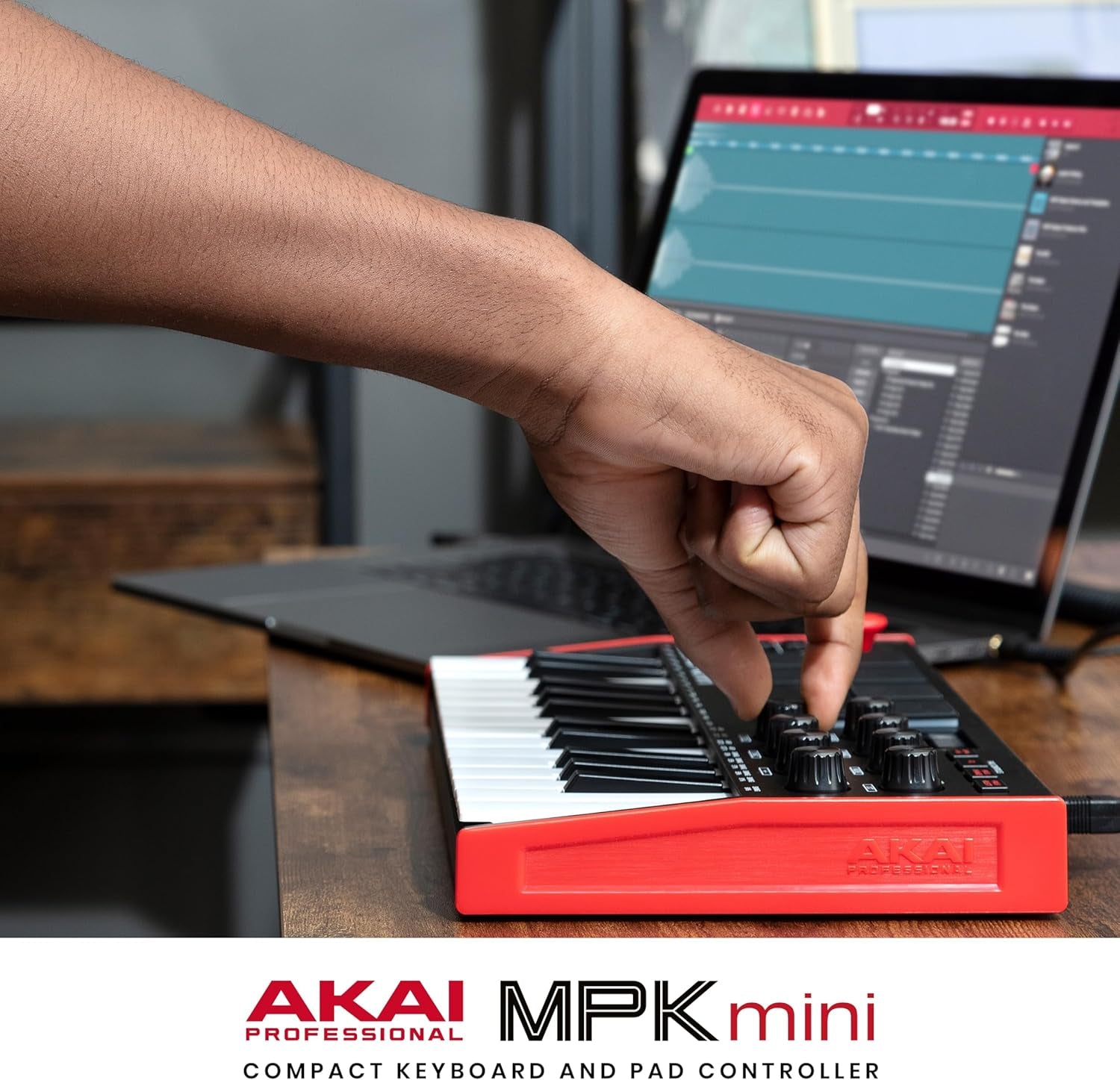 MPK Mini MK3 - 25 Key USB MIDI Keyboard Controller with 8 Backlit Drum Pads, 8 Knobs and Music Production Software Included