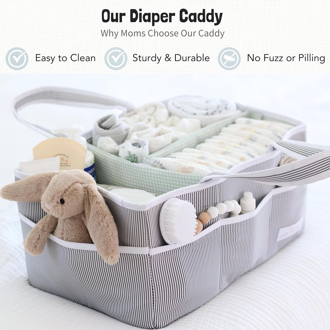 Baby Diaper Caddy - Large Organizer Tote Bag for Newborn Essentials Boy or Girl - Baby Shower Basket - Nursery Must Haves - Registry Favorites - Newborn Caddie Car Travel