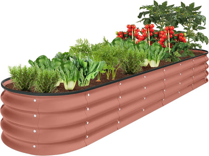 4X2X1Ft Outdoor Metal Raised Garden Bed, Oval Deep Root Planter Box for Vegetables, Flowers, Herbs, and Succulents W/ 51 Gallon Capacity, Rubber Edge Guard - Sage Green