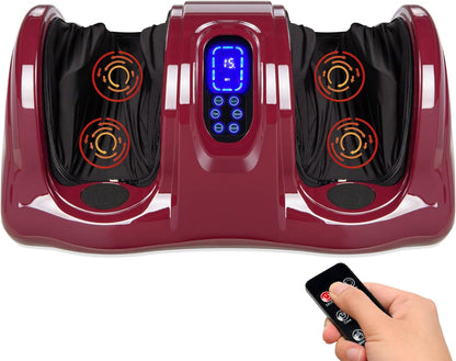 Foot Massager Machine Shiatsu Foot Massager, Therapeutic Reflexology Kneading and Rolling for Feet, Ankle, High Intensity Rollers, Remote, Control, LCD Screen - Black