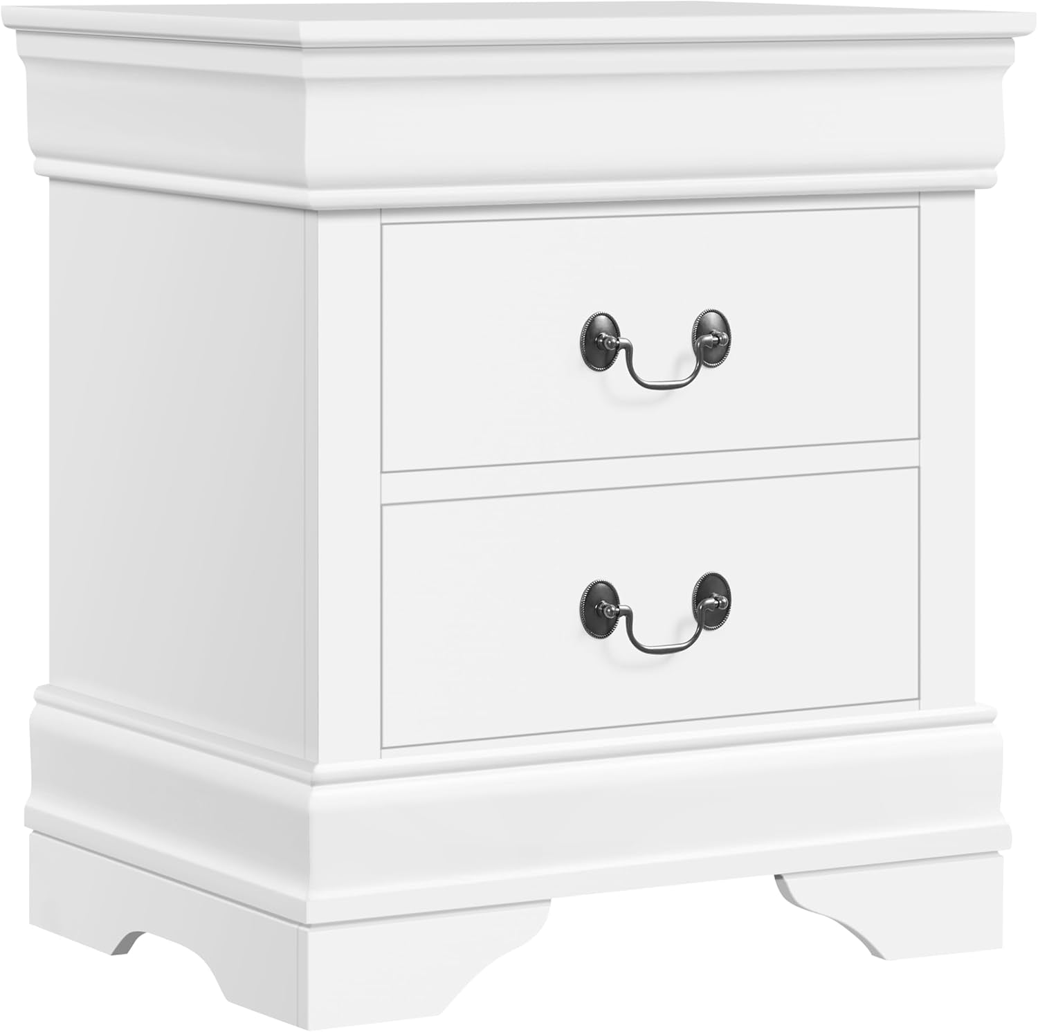 Fully-Assembled Nightstands Set of 2, 2-Drawer Nightstands Large Classic Bedside Tables with Storage, Wooden Painted Storage Cabinet for Bedroom, 21.5″L×16″W×24.5″H, Rustic Gray