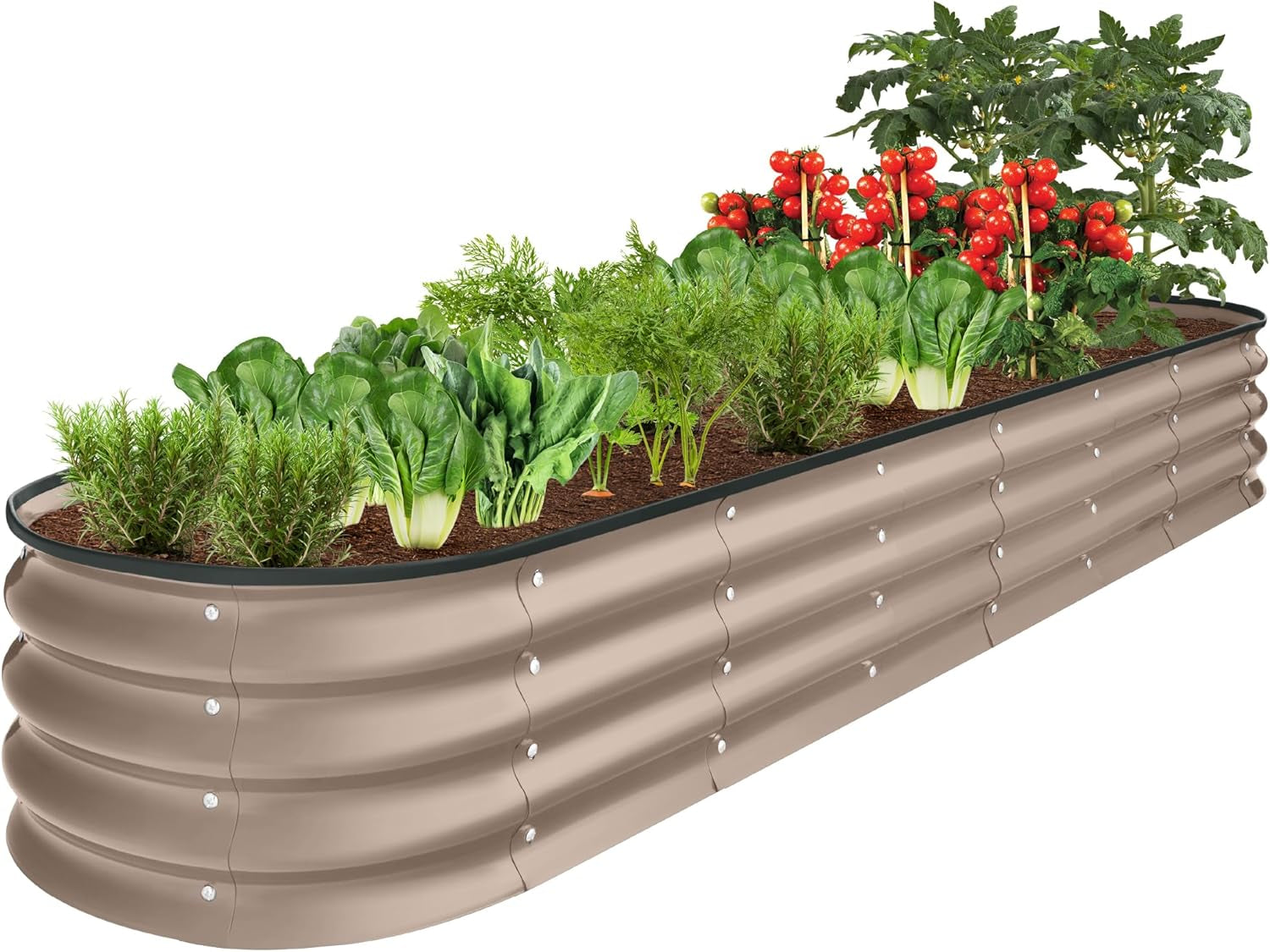 4X2X1Ft Outdoor Metal Raised Garden Bed, Oval Deep Root Planter Box for Vegetables, Flowers, Herbs, and Succulents W/ 51 Gallon Capacity, Rubber Edge Guard - Sage Green