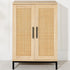 2-Door Natural Rattan 34 X 24In Multiuse Storage Cabinet for Bathroom, Living, Dining Room, Entryway W/Adjustable Shelves